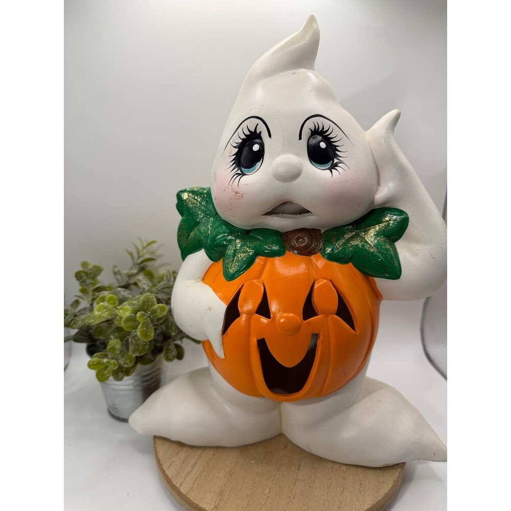 Vintage Ghost Pumpkin Light - Handpainted
